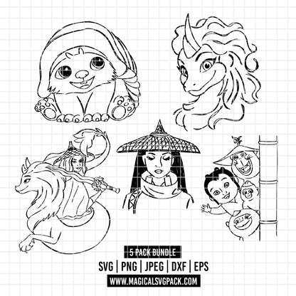 COD4091 - Raya and the Last Dragon pack bundle, Disney princess clipart Svg, Png, Eps, Dxf, Jpeg, vector.