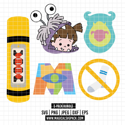 COD4097 - Monster inc. icons and Boo pack bundle, Disney clipart Svg, Png, Eps, Dxf, Jpeg, vector.