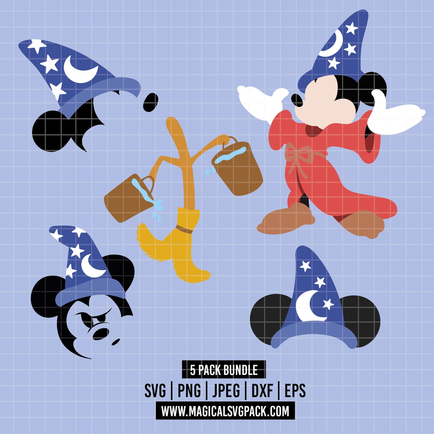 COD4098 - Mickey fantasy pack bundle, Disney clipart Svg, Png, Eps, Dxf, Jpeg, vector.
