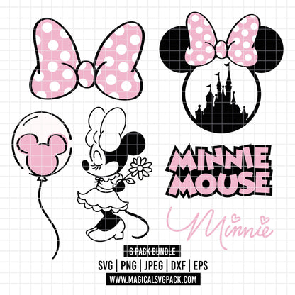 COD4103 - Minnie icons pack bundle, Disney Classics clipart Svg, Png, Eps, Dxf, Jpeg, vector.