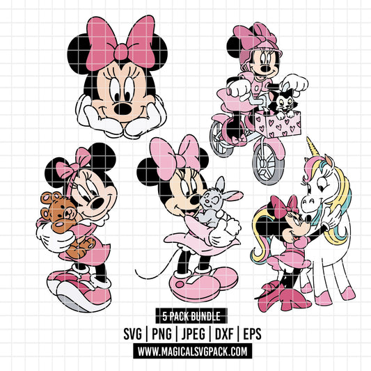COD4114 - Minnie's world pack bundle, Disney Classics clipart Svg, Png, Eps, Dxf, Jpeg, vector.