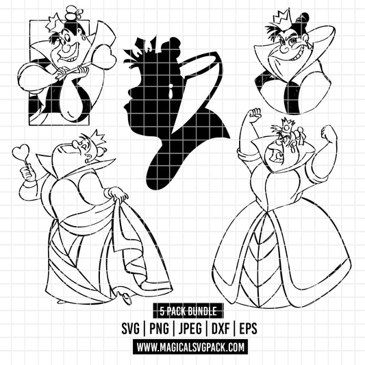 COD4121 - Queen of Hearts at Alice in wonderland pack bundle, Disney clipart Svg, Png, Eps, Dxf, Jpeg, vector.