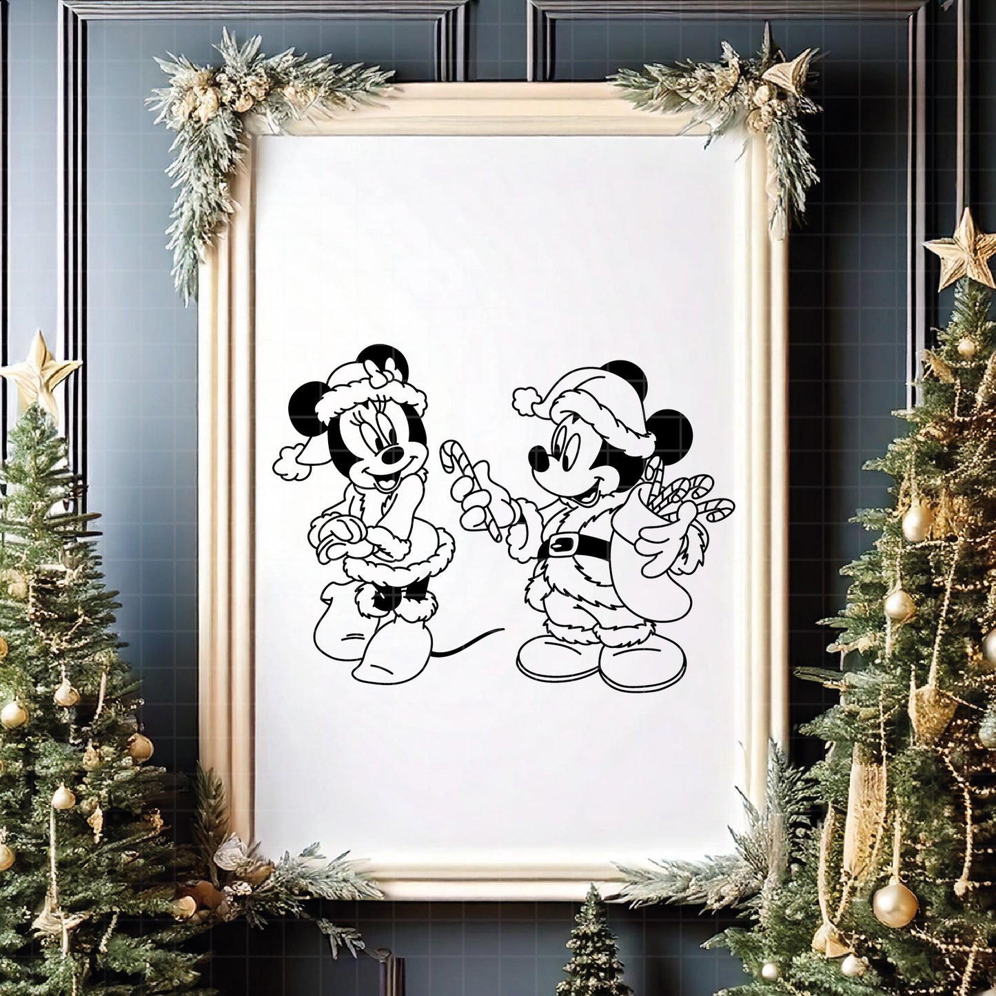 COD4122 - Christmas Mickey & Minnie bundle, Disney Christmas clipart Svg, Png, Eps, Dxf, Jpeg, vector.