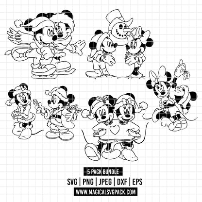 COD4122 - Christmas Mickey & Minnie bundle, Disney Christmas clipart Svg, Png, Eps, Dxf, Jpeg, vector.