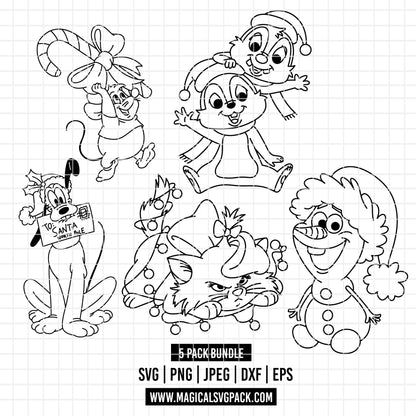 COD4193 - Christmas Disney bundle, Disney Christmas clipart Svg, Png, Eps, Dxf, Jpeg, vector.