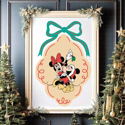 COD4195 - Mickey & Minnie in Christmas frames bundle, Disney Christmas clipart Svg, Png, Eps, Dxf, Jpeg, vector.