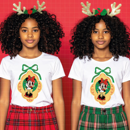COD4196 - Mickey & Minnie in Christmas frames bundle, Disney Christmas clipart Svg, Png, Eps, Dxf, Jpeg, vector.