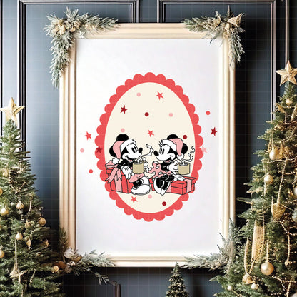 COD4197 - Disney characters in Christmas frames bundle, Disney Christmas clipart Svg, Png, Eps, Dxf, Jpeg, vector.