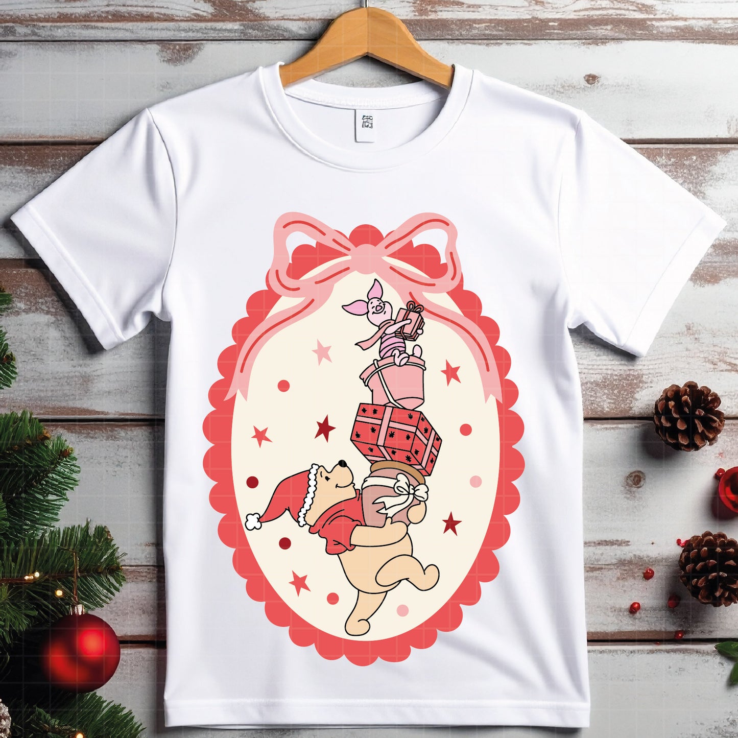COD4203 - Winnie pooh Christmas frames bundle, Disney Christmas clipart Svg, Png, Eps, Dxf, Jpeg, vector.