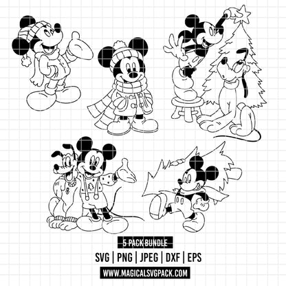 COD4206 - Christmas Mickey & Pluto bundle, Disney Christmas clipart Svg, Png, Eps, Dxf, Jpeg, vector.