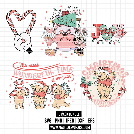 COD4213 - Disney characters Christmas bundle, Disney Christmas clipart Svg, Png, Eps, Dxf, Jpeg, vector.