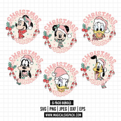 COD4214 - Disney Christmas vibes bundle, Disney Christmas clipart Svg, Png, Eps, Dxf, Jpeg, vector.