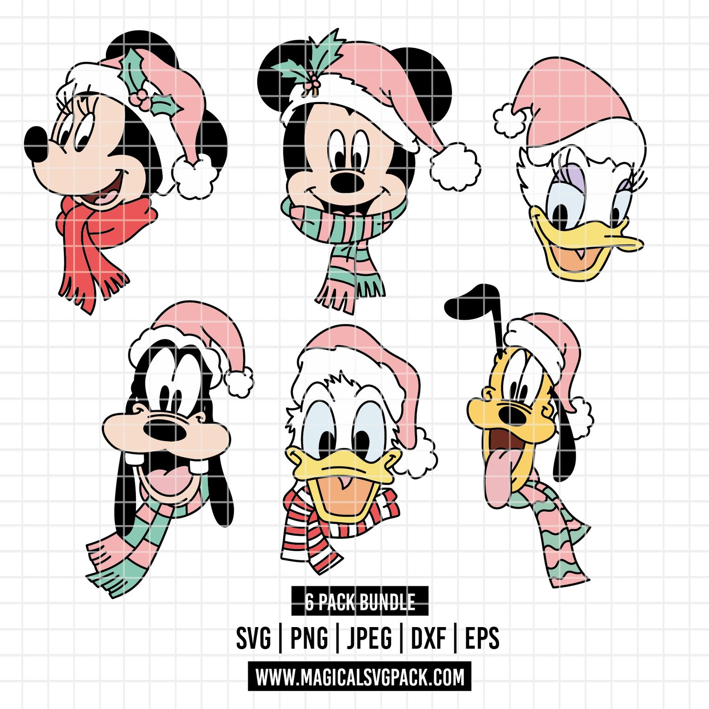 COD4299 - Disney cute Christmas bundle, Disney Christmas clipart Svg, Png, Eps, Dxf, Jpeg, vector.