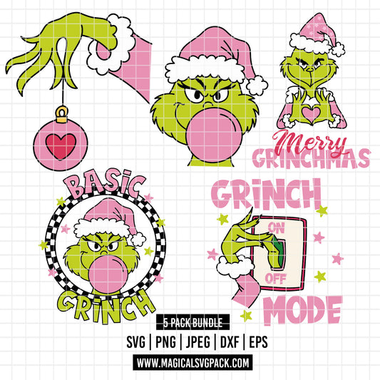 COD4302 - The grinch cute bundle, Christmas clipart Svg, Png, Eps, Dxf, Jpeg, vector.