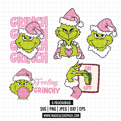 COD4303 - The grinch cute bundle, Christmas clipart Svg, Png, Eps, Dxf, Jpeg, vector.