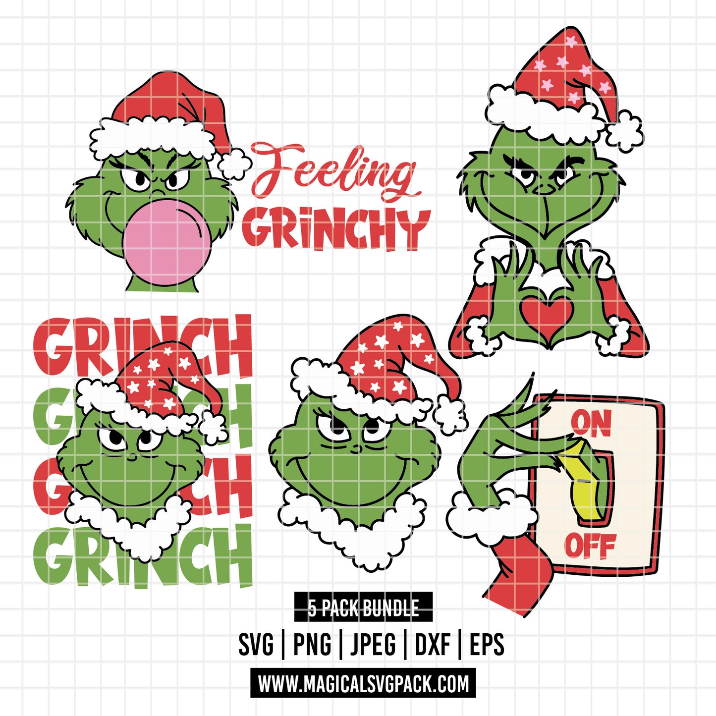 COD4304 - The grinch bundle, Christmas clipart Svg, Png, Eps, Dxf, Jpeg, vector.