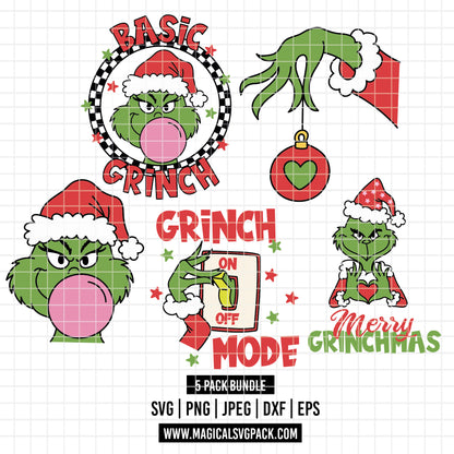 COD4305 - The grinch bundle, Christmas clipart Svg, Png, Eps, Dxf, Jpeg, vector.