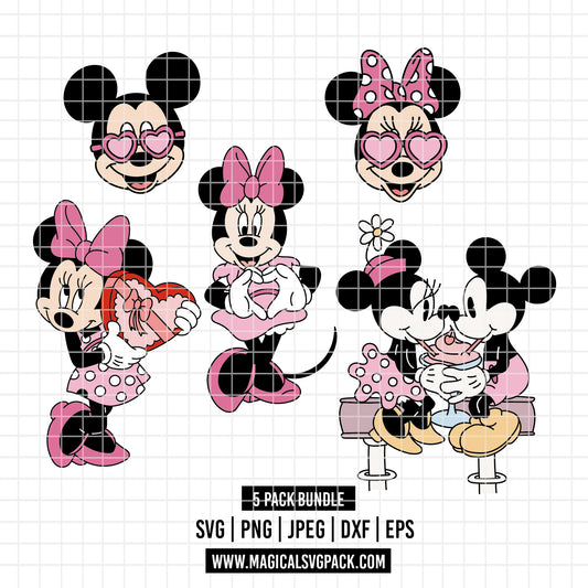 COD4317 - Mickey & Minnie loving pack bundle, Disney Valentine's day clipart Svg, Png, Eps, Dxf, Jpeg, vector.
