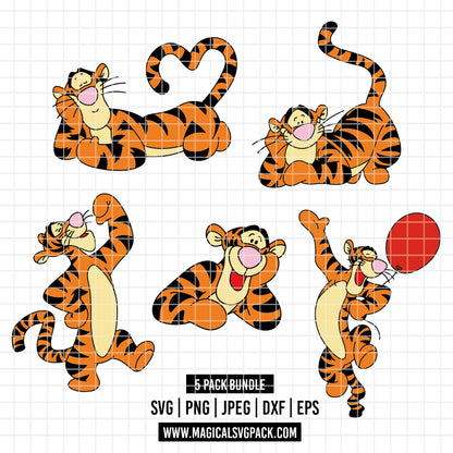 COD4504 - Tigger pack bundle, Disney clipart Svg, Png, Eps, Dxf, Jpeg, vector.