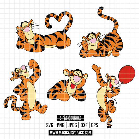 COD4504 - Tigger pack bundle, Disney clipart Svg, Png, Eps, Dxf, Jpeg, vector.