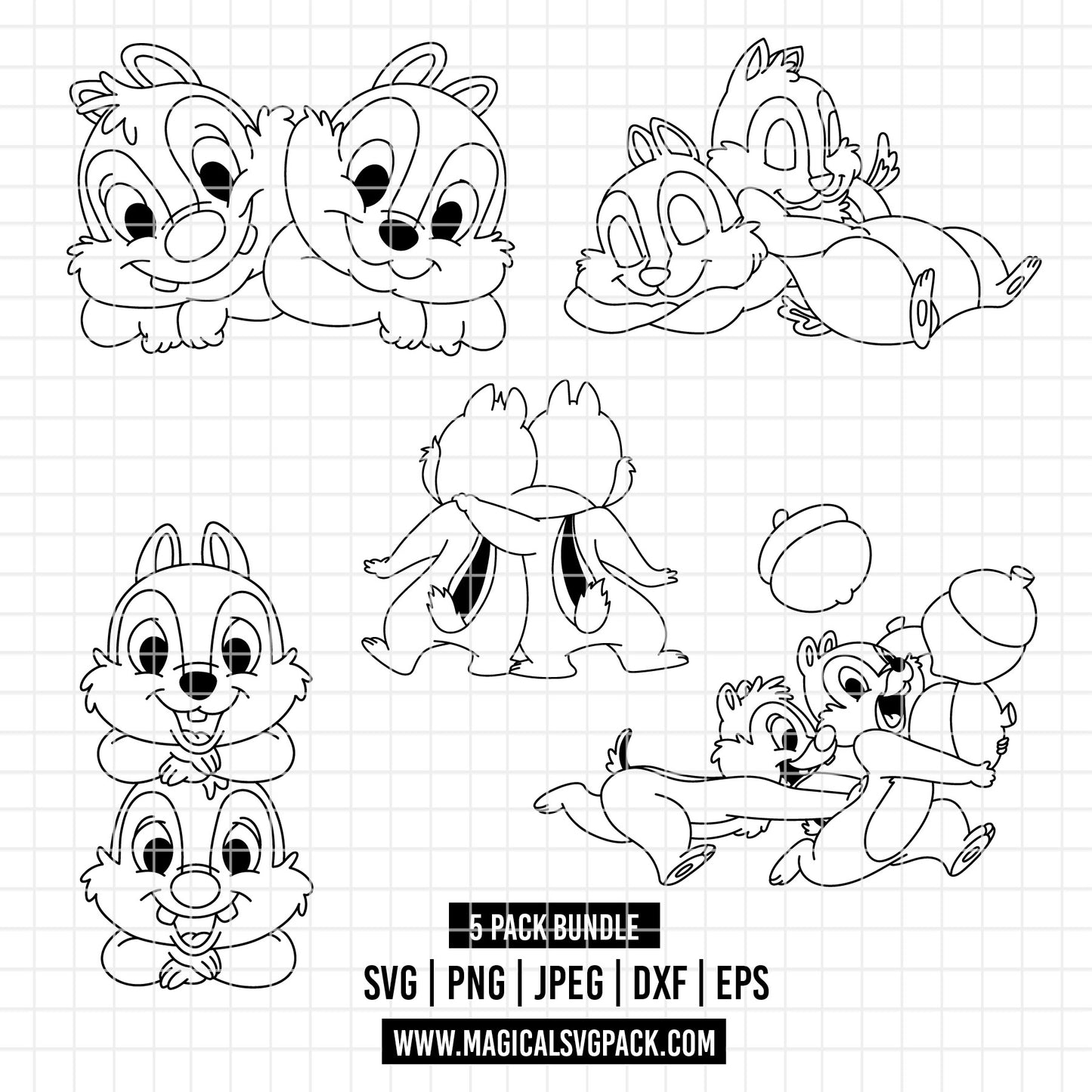 COD4507 - Chip & Dale bundle, Disney clipart Svg, Png, Eps, Dxf, Jpeg, vector.