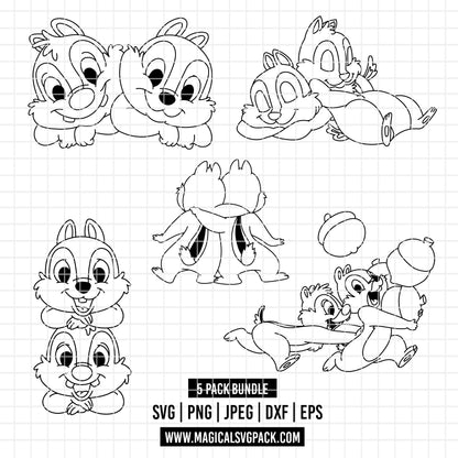 COD4507 - Chip & Dale bundle, Disney clipart Svg, Png, Eps, Dxf, Jpeg, vector.