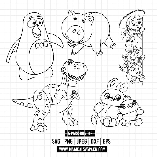 COD4512 - Toy Story characters pack bundle line art, Disney clipart Svg, Png, Eps, Dxf, Jpeg, vector.