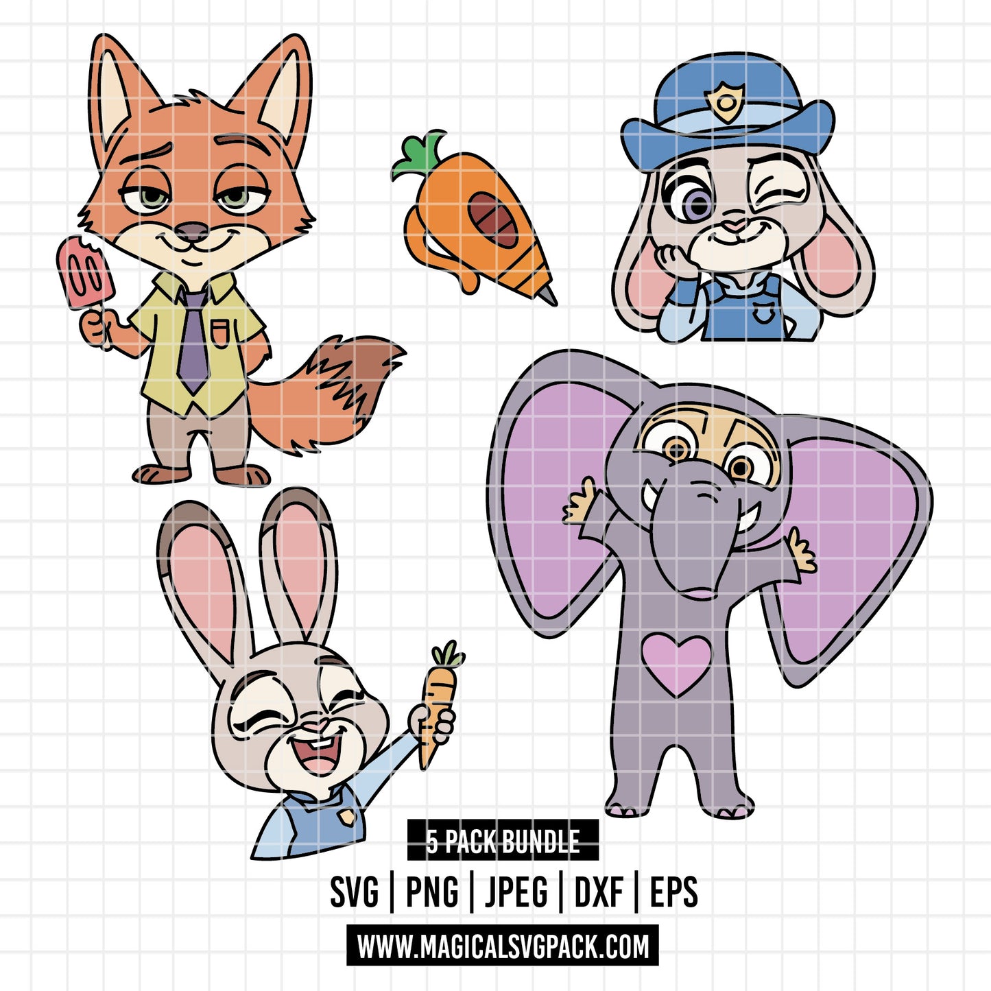 COD4513 - Zootopia Characters pack bundle, Disney clipart Svg, Png, Eps, Dxf, Jpeg, vector.