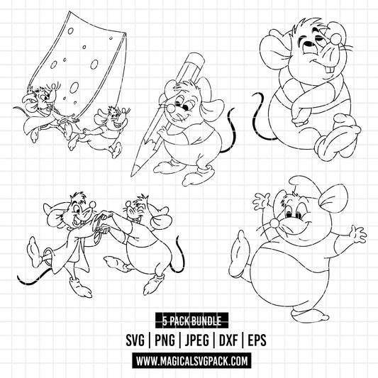 COD4522 - Jack & Gus Gus, Cinderella bundle, Disney princess clipart Svg, Png, Eps, Dxf, Jpeg, vector.