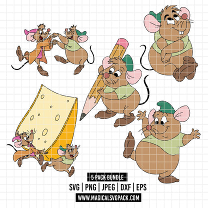 COD4523 - Jack & Gus Gus, Cinderella bundle, Disney princess clipart Svg, Png, Eps, Dxf, Jpeg, vector.