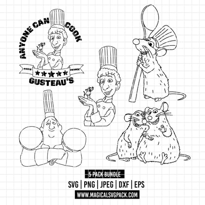 COD4524 - Ratatouille pack bundle, Disney pixar clipart Svg, Png, Eps, Dxf, Jpeg, vector.