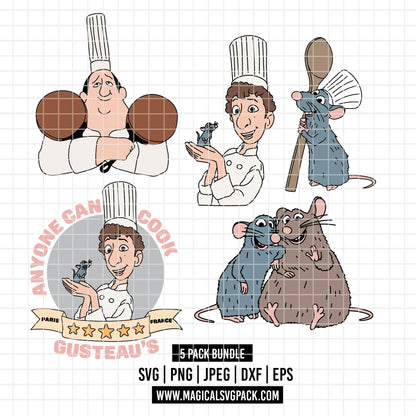 COD4525 - Ratatouille pack bundle, Disney pixar clipart Svg, Png, Eps, Dxf, Jpeg, vector.