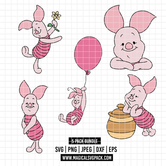 COD4528 - Piglet pack bundle, Disney clipart Svg, Png, Eps, Dxf, Jpeg, vector.