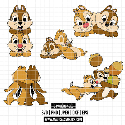 COD4532 - Chip & Dale bundle, Disney clipart Svg, Png, Eps, Dxf, Jpeg, vector.