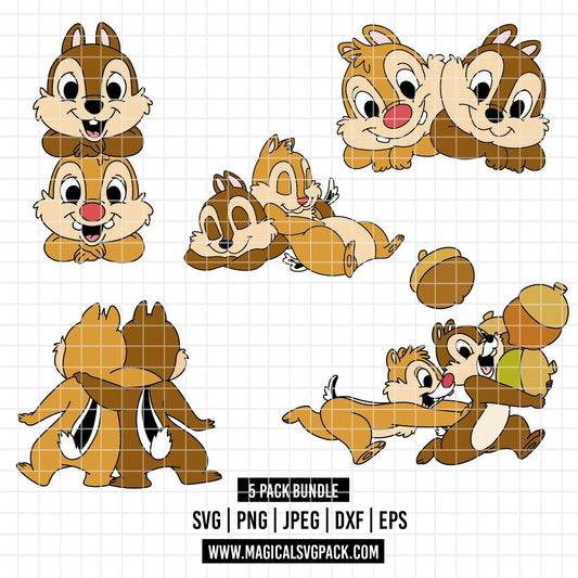 COD4532 - Chip & Dale bundle, Disney clipart Svg, Png, Eps, Dxf, Jpeg, vector.