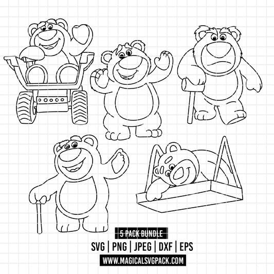 COD4536 - Lotso pack bundle line art, Disney clipart Svg, Png, Eps, Dxf, Jpeg, vector.