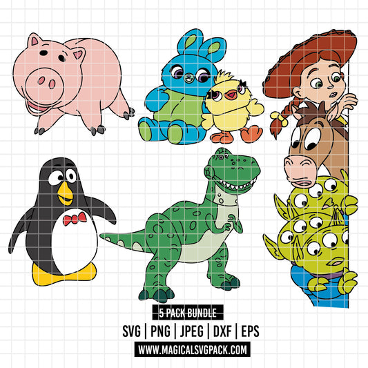 COD4537 - Toy Story characters pack bundle line art, Disney clipart Svg, Png, Eps, Dxf, Jpeg, vector.