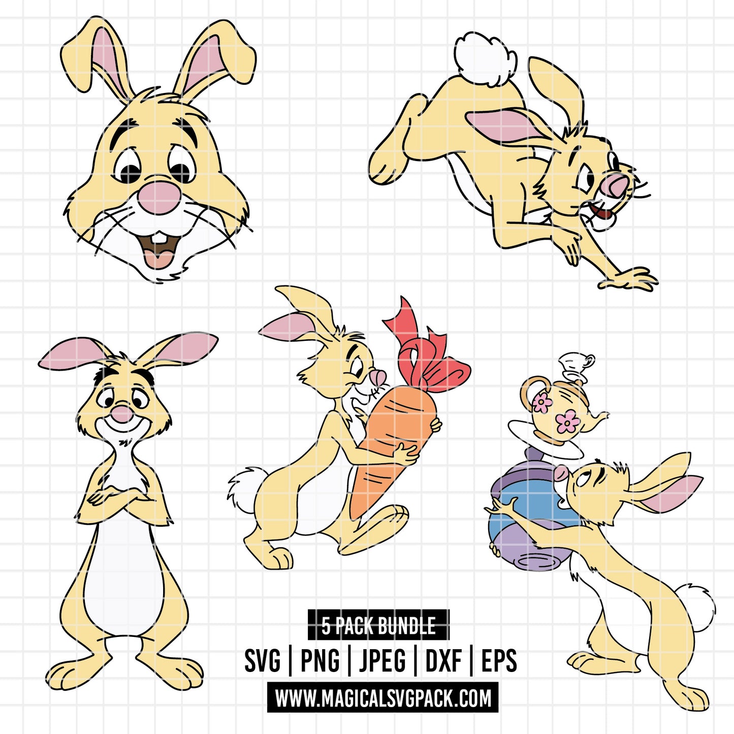 COD4539 - Rabibit pack bundle, Disney clipart Svg, Png, Eps, Dxf, Jpeg, vector.