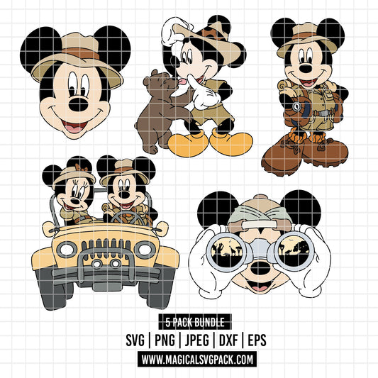 COD4849 - Mickey Safari pack bundle, Disney clipart Svg, Png, Eps, Dxf, Jpeg, vector.