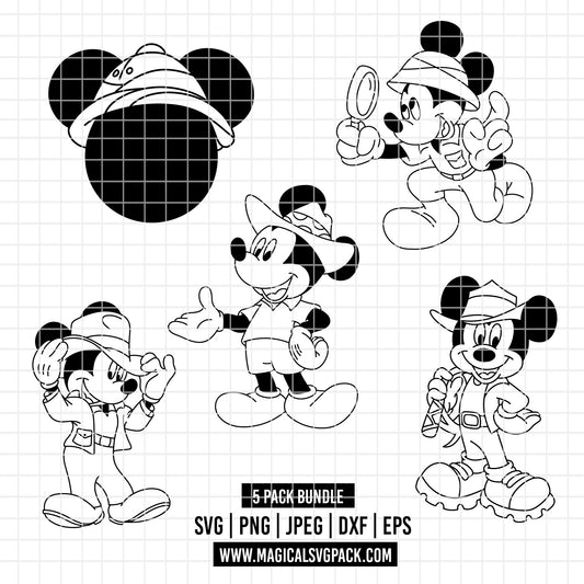 COD4850 - Mickey Safari pack bundle, Disney clipart Svg, Png, Eps, Dxf, Jpeg, vector.
