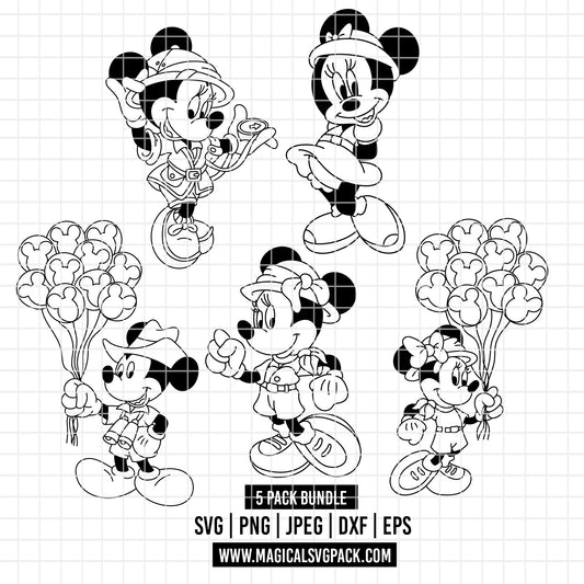 COD4852 - Minnie Safari mode pack bundle, Disney Classics clipart Svg, Png, Eps, Dxf, Jpeg, vector.