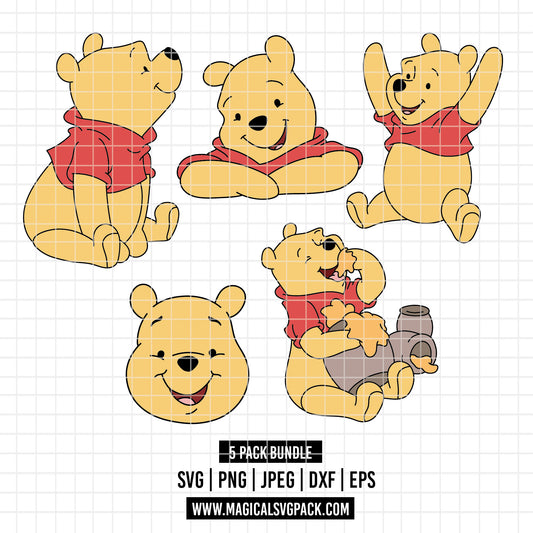 COD4853 - Winnie the Pooh classic pack bundle, Disney clipart Svg, Png, Eps, Dxf, Jpeg, vector.