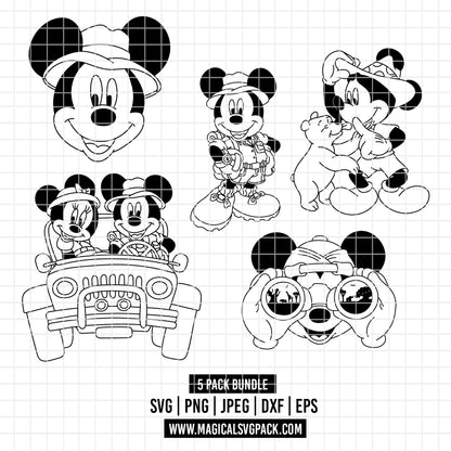 COD4854 - Mickey Safari pack bundle, Disney clipart Svg, Png, Eps, Dxf, Jpeg, vector.