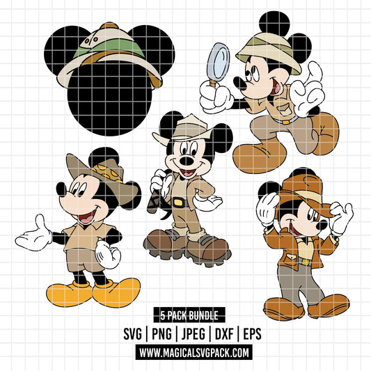 COD4855 - Mickey Safari pack bundle, Disney clipart Svg, Png, Eps, Dxf, Jpeg, vector.