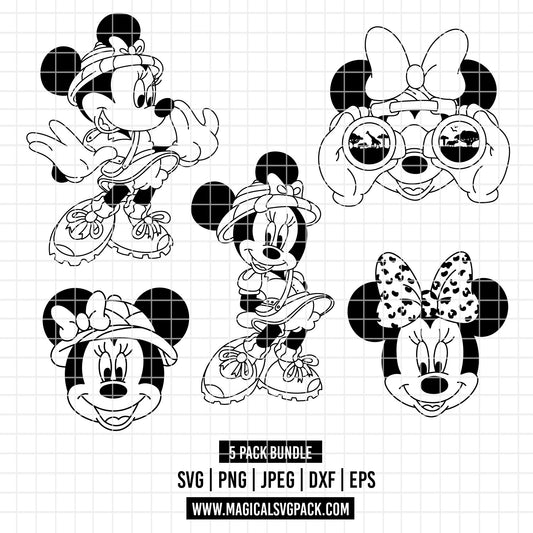COD4856 - Minnie Safari mode pack bundle, Disney Classics clipart Svg, Png, Eps, Dxf, Jpeg, vector.