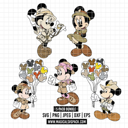 COD4857 - Minnie Safari mode pack bundle, Disney Classics clipart Svg, Png, Eps, Dxf, Jpeg, vector.