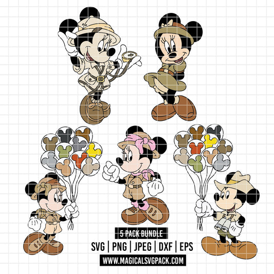 COD4857 - Minnie Safari mode pack bundle, Disney Classics clipart Svg, Png, Eps, Dxf, Jpeg, vector.