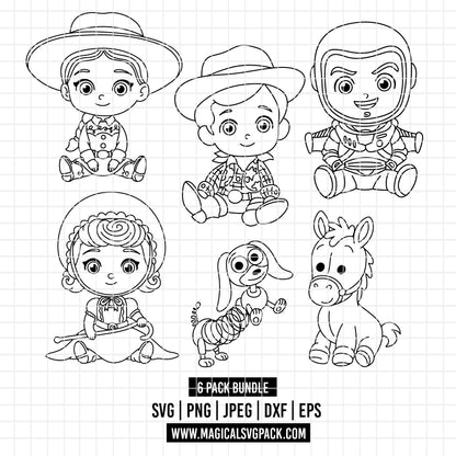 COD4860 - Toy story characters pack bundle line art, Disney clipart Svg, Png, Eps, Dxf, Jpeg, vector.