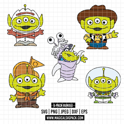 COD4865 - Toy Story Aliens pack bundle, Disney clipart Svg, Png, Eps, Dxf, Jpeg, vector.