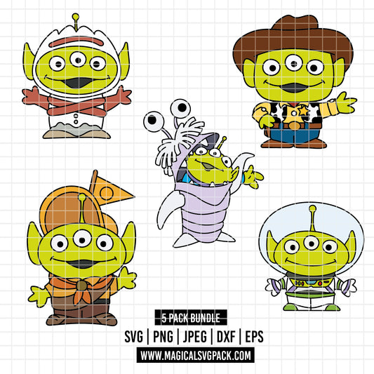 COD4865 - Toy Story Aliens pack bundle, Disney clipart Svg, Png, Eps, Dxf, Jpeg, vector.